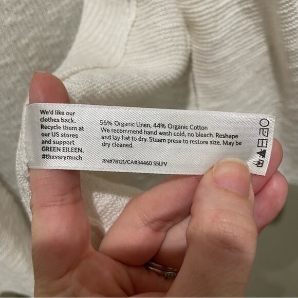 Eileen Fisher Organic Linen Blend Open Cardigan Sweater Oat White Marled Size Xs - Picture 7 of 9